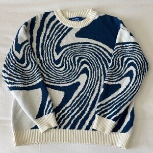 Aelfric Eden Size S Blue and White Abstract Pattern Sweater